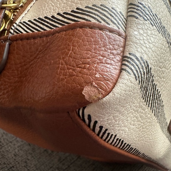 Fossil Sydney Satchel Handbag Purse - Black White Brown - Picture 6 of 13